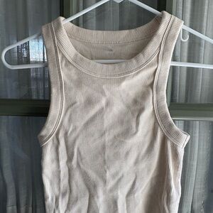 Aerie Cream Ribbed Tank Top